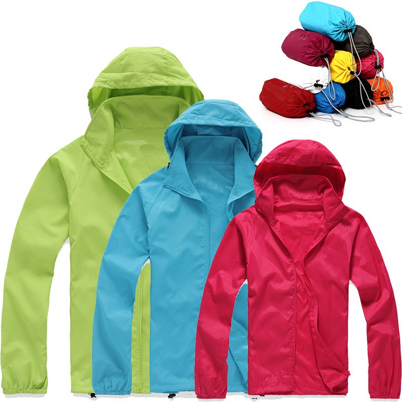 새로운 2016 핫 판매 남성 여성 빠른 건조 하이킹 재킷 방풍 UV 보호 코트 야외 스포츠 피부 비 코트